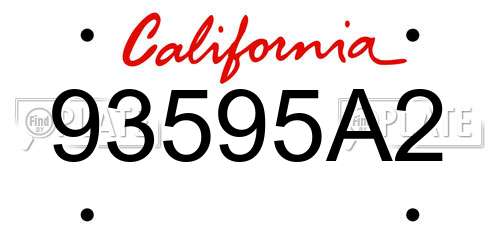 93595A2 California License Plate