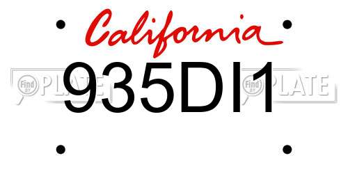 935DI1 California License Plate