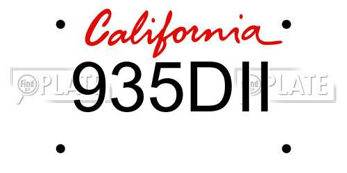 935DII California License Plate