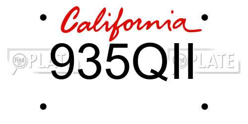 935QII California License Plate