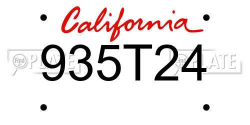 935T24 California License Plate