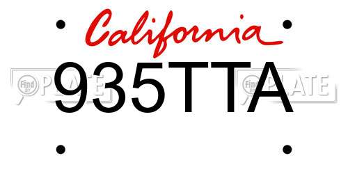 935TTA California License Plate