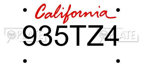 935TZ4 California License Plate