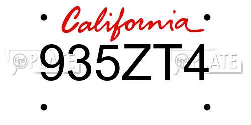 935ZT4 California License Plate