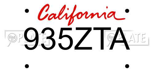 935ZTA California License Plate