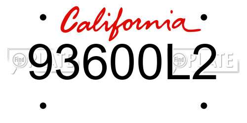 93600L2 California License Plate
