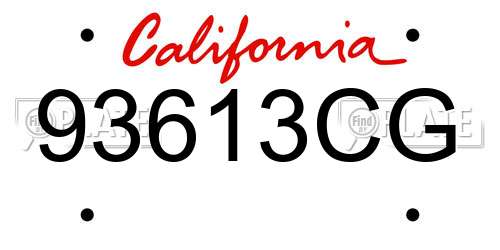 93613CG California License Plate