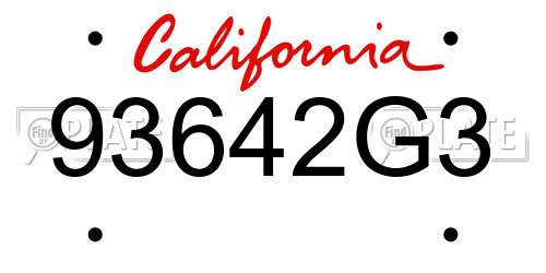 93642G3 California License Plate