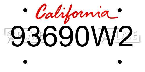 93690W2 California License Plate