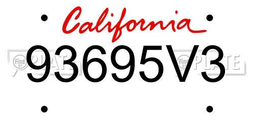 93695V3 California License Plate