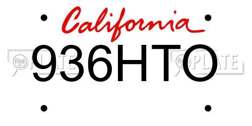 936HTO California License Plate