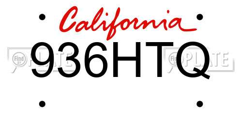 936HTQ California License Plate