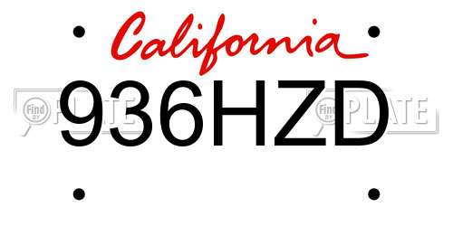 936HZD California License Plate