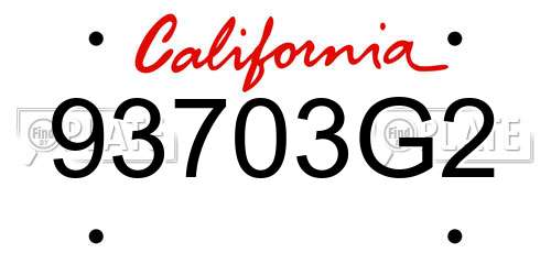 93703G2 California License Plate