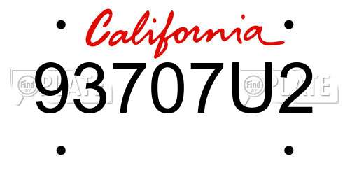 93707U2 California License Plate