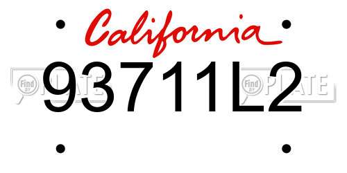 93711L2 California License Plate