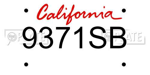 9371SB California License Plate