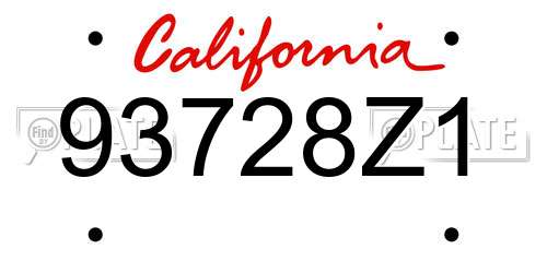 93728Z1 California License Plate