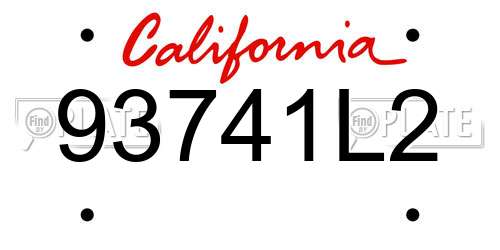 93741L2 California License Plate
