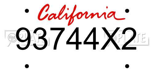 93744X2 California License Plate