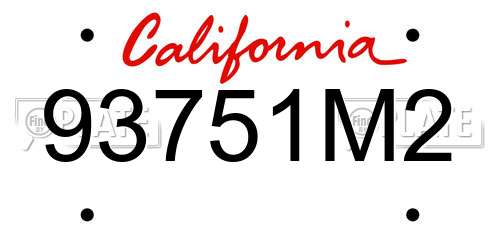 93751M2 California License Plate