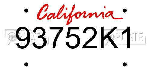 93752K1 California License Plate