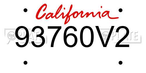93760V2 California License Plate