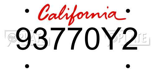 93770Y2 California License Plate