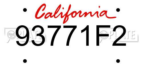 93771F2 California License Plate