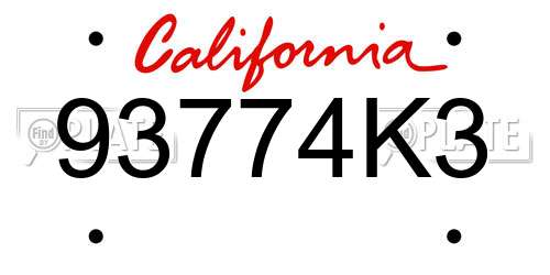 93774K3 California License Plate