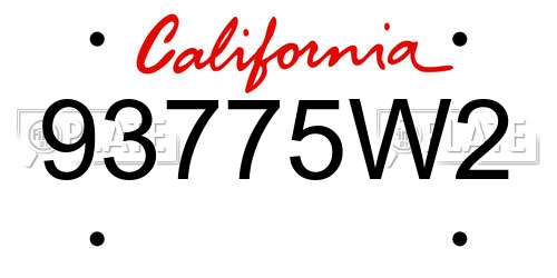 93775W2 California License Plate