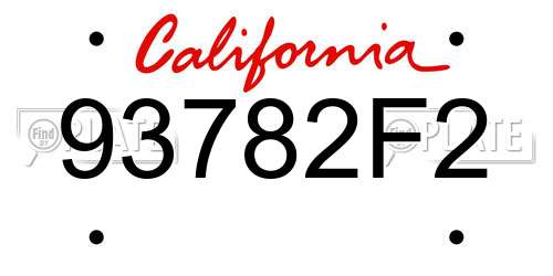 93782F2 California License Plate