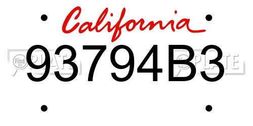 93794B3 California License Plate