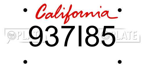 937I85 California License Plate