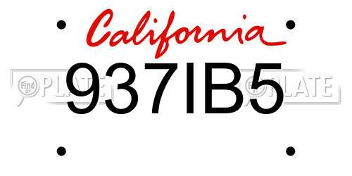 937IB5 California License Plate