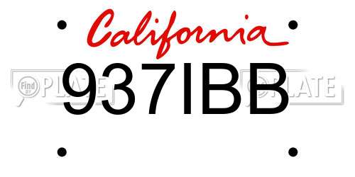 937IBB California License Plate