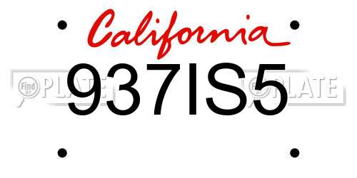 937IS5 California License Plate