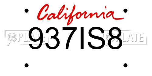 937IS8 California License Plate