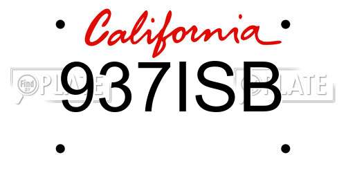 937ISB California License Plate