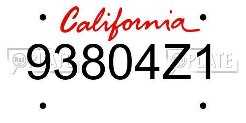93804Z1 California License Plate