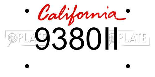9380II California License Plate