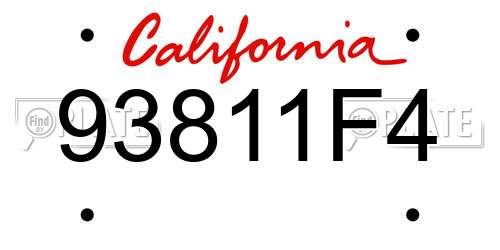 93811F4 California License Plate