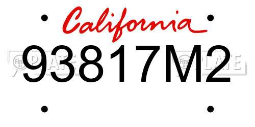 93817M2 California License Plate