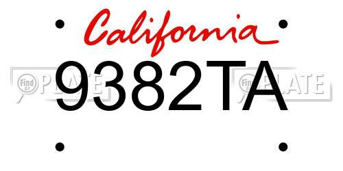 9382TA California License Plate