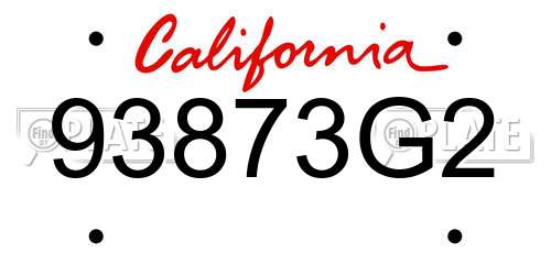 93873G2 California License Plate