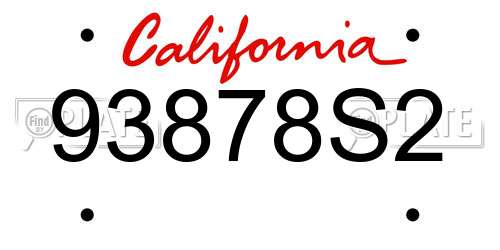 93878S2 California License Plate