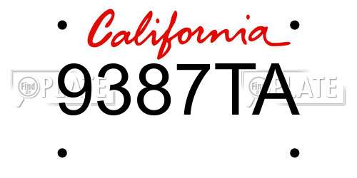 9387TA California License Plate