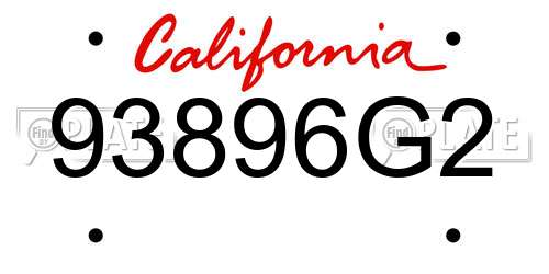 93896G2 California License Plate