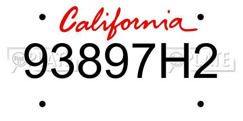 93897H2 California License Plate