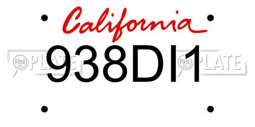 938DI1 California License Plate
